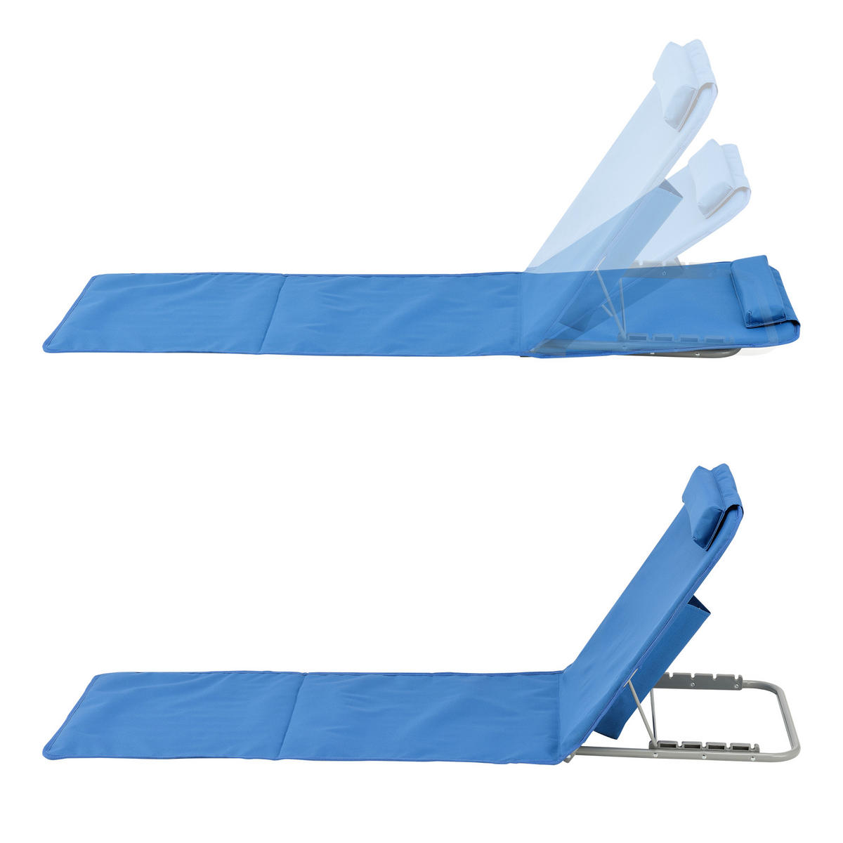 STRANDMATTEN-SET 2 TLG. Donostia - Blau, Textil/Metall (143/44/48cm) - [en.casa]