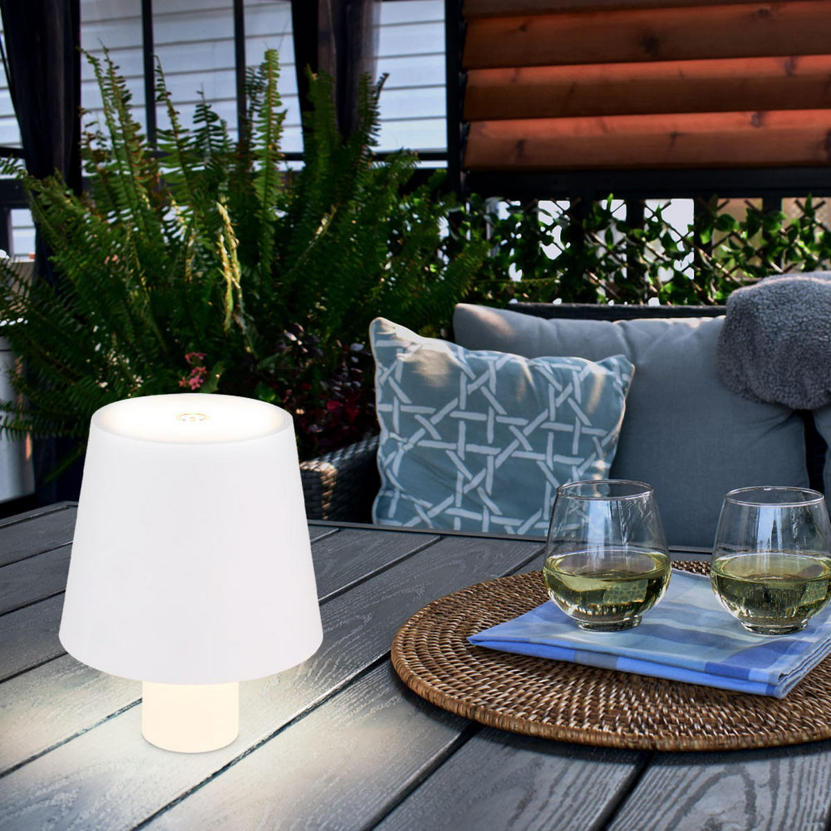 LED TISCHLEUCHTE Vannie Weiß - Weiß, Kunststoff (10.6/10.6/13cm) - Globo Lighting