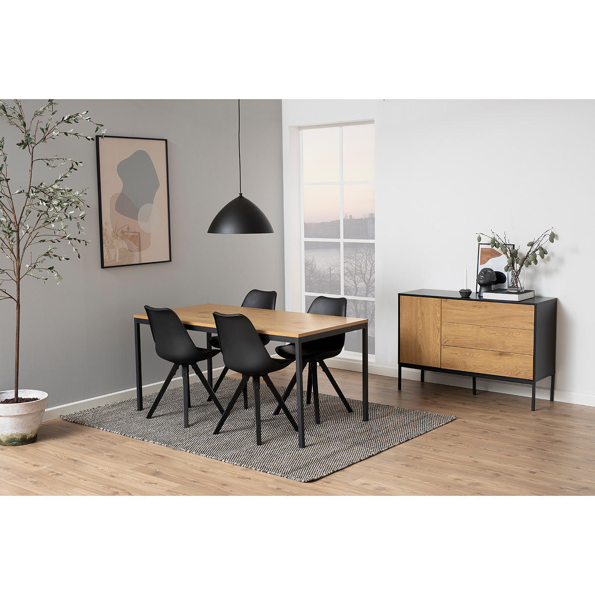 SIDEBOARD - Wildeiche Dekor / Schwarz - Braun, Holzwerkstoff/Metall (120/82/40cm) - home24