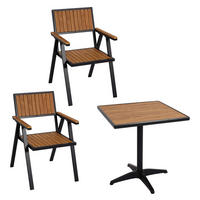 GARTENSTUHL+GARTENTISCH Schwarz, Braun - Schwarz/Braun, Kunststoff - MCW