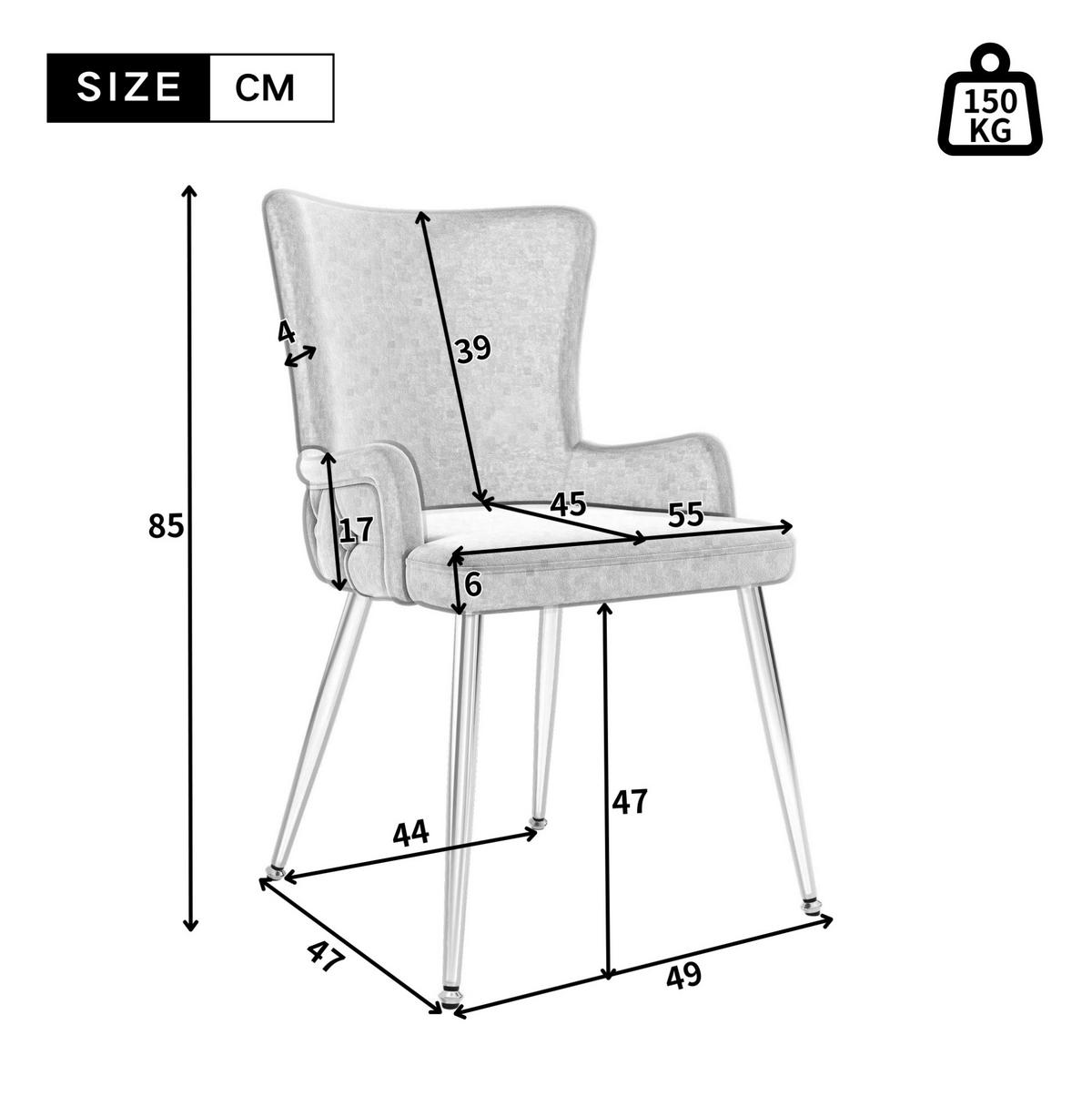 ESSZIMMERSTUHL 2er-Set Samt Beige mit Metallbeinen - Beige, Metall (47/85/49cm) - Meubliv