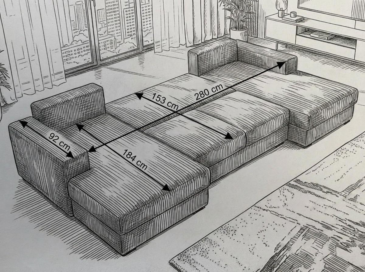 ECKSOFA MODENA 320 cm x 185 cm – Stoff: ECO CAYENCE Espresso 1116 Farbe: Braun - Braun, Textil (320/185cm) - A&J MöbelLand