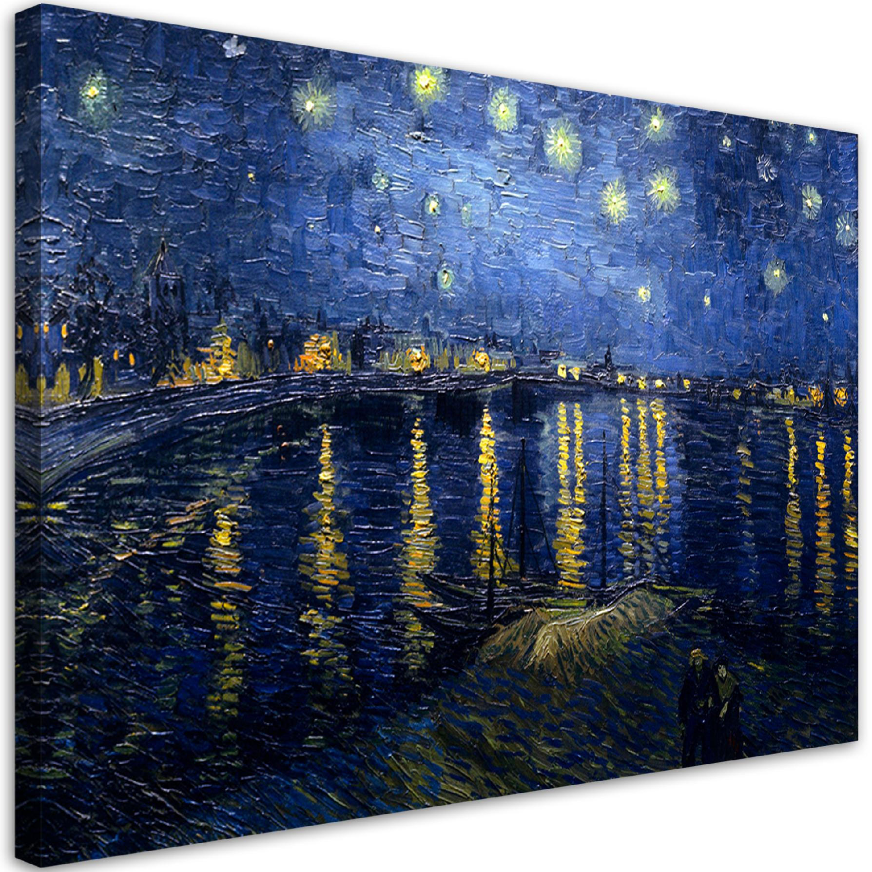 WANDBILD sternennacht über der rhone v. van Gogh - Multicolor, Textil (60/40cm) - Feeby