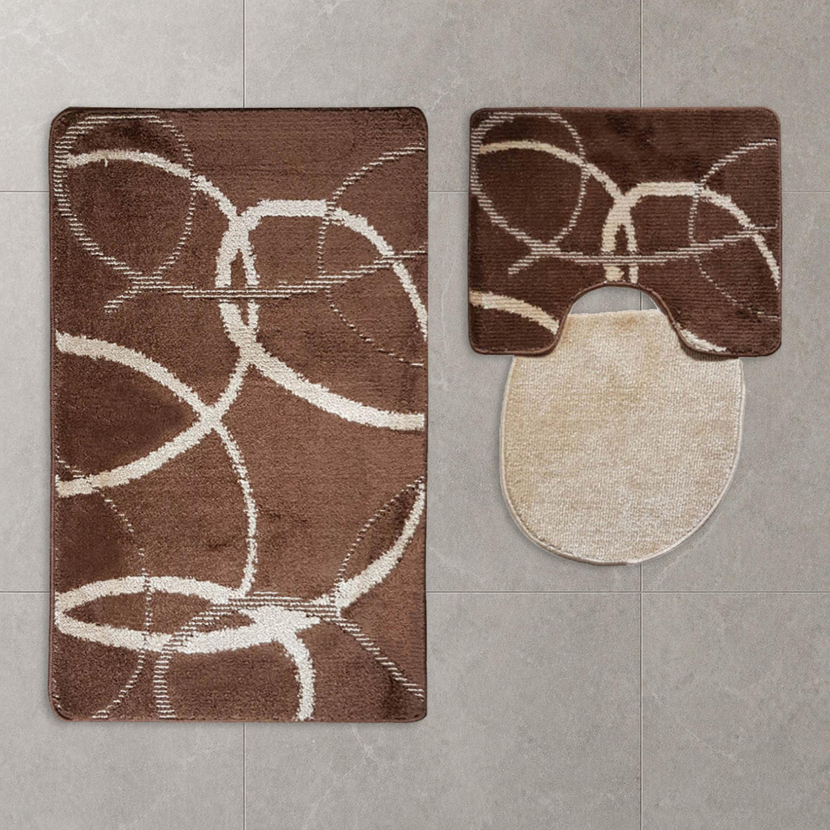 BADEMATTE Set 3 tlg BRAUN - Braun, Textil (60/100cm) - ROLFNERS