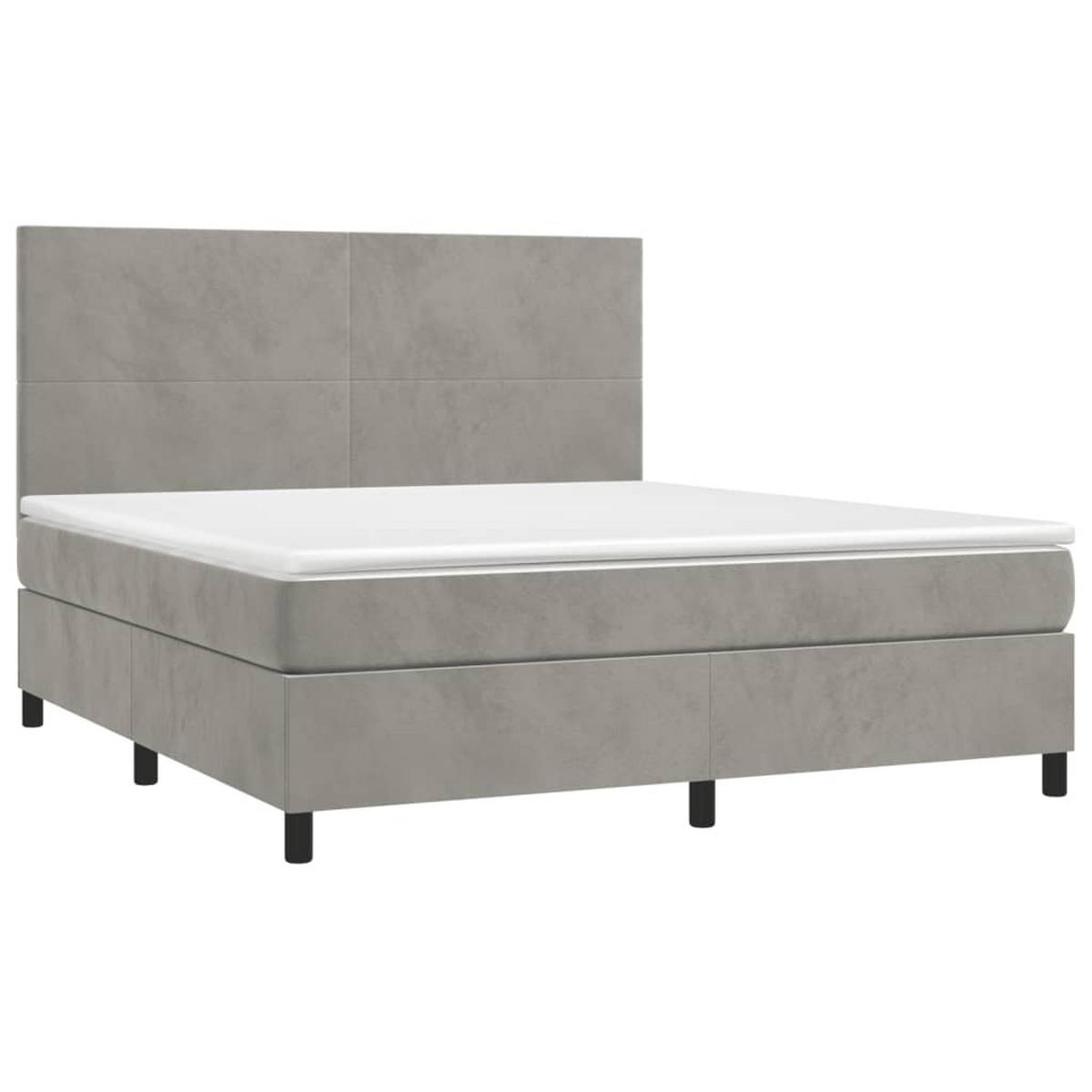 BOXSPRINGBETT 160/200 Cm Grau Samt - Grau, Textil (160/203cm) - vidaXL