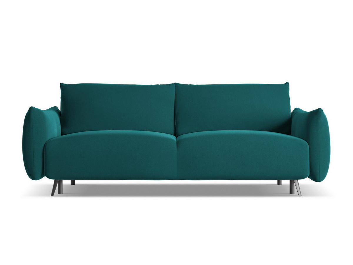 3-SITZER SOFA mit Schlaffunktion Samt Stoff Blau - Blau/Petrol, Textil/Metall (230/86/105cm) - Makamii