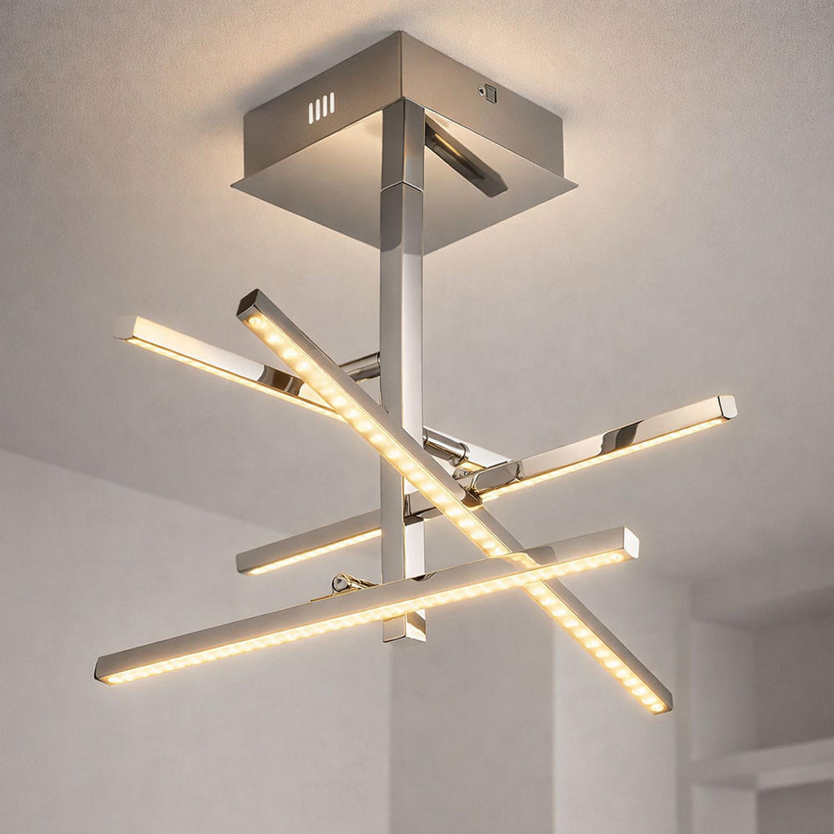 LED DECKENLEUCHTE Chrom Silber verstellbar - Silberfarben, Metall (51/51/36cm) - Esto