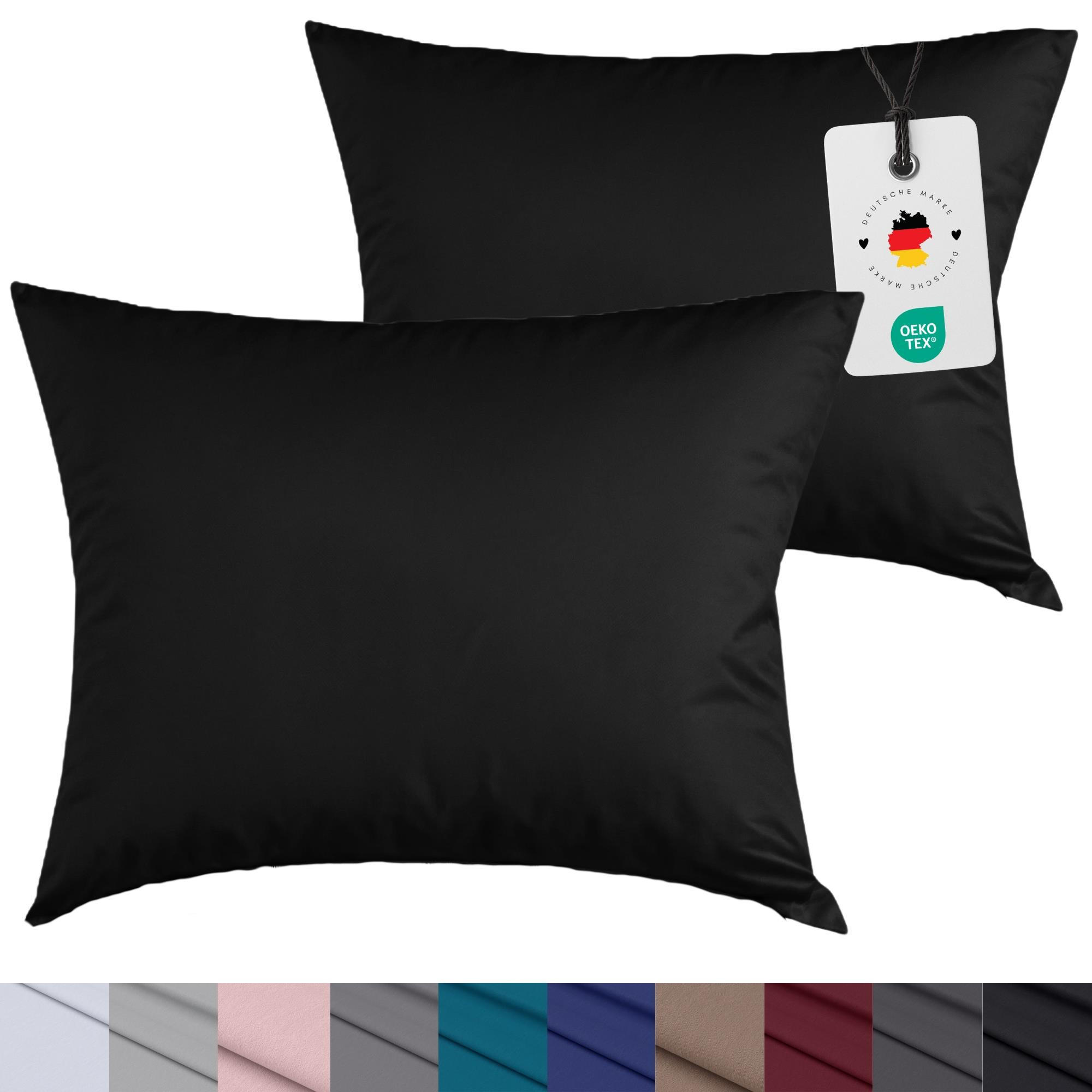 KISSENBEZUG 80x80 cm aus 100% Mikrofaser, Kissenhülle Schwarz Einfarbig - Schwarz, Textil (80/80cm) - Carpe Sonno