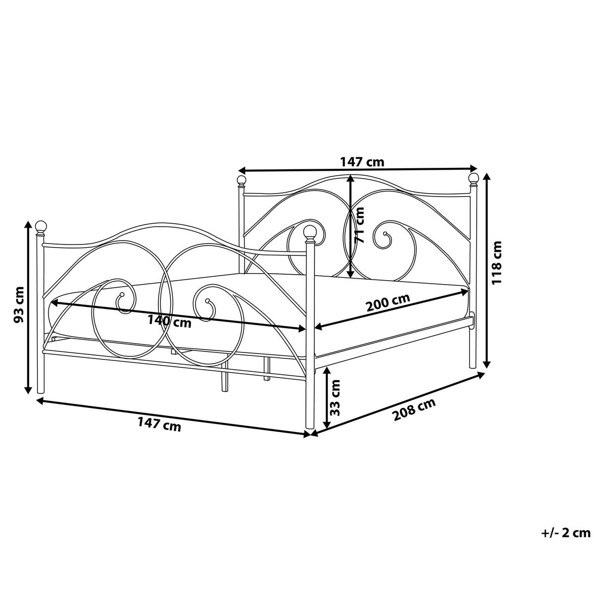 METALLBETT 140/200cm Weiß Dinard - Weiß, Metall (140/200cm) - Beliani