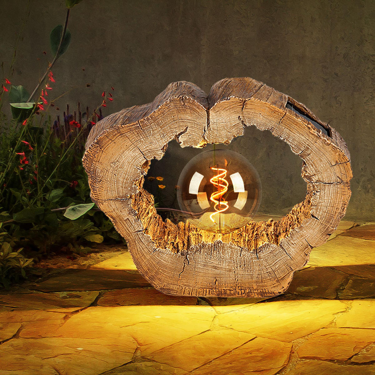 LED AUSSENLEUCHTE Baumscheibe Holzoptik Braun - Braun, Kunststoff (30.5/8.5/25.5cm) - Globo Lighting