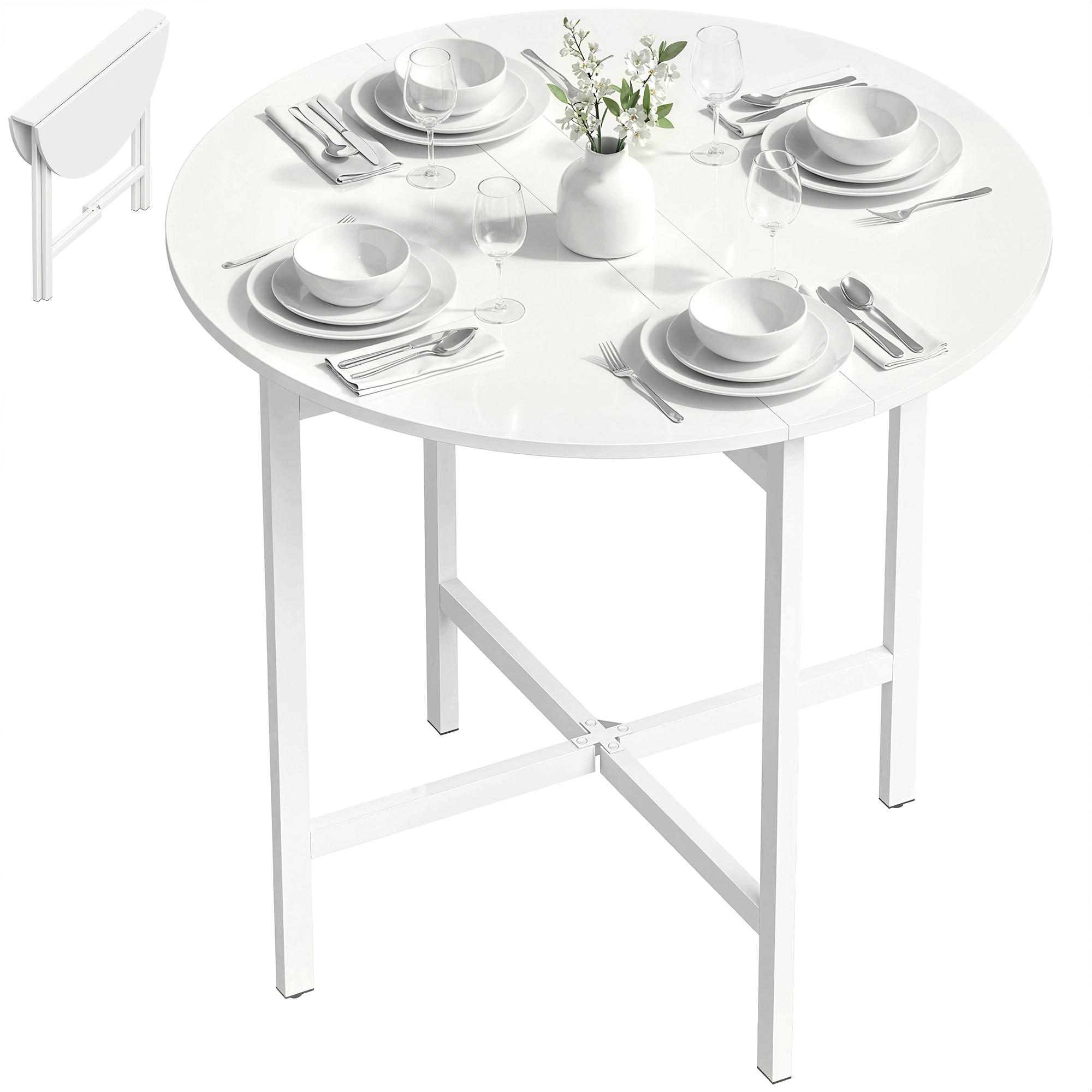 ESSTISCH Weiß 1 Stück - Weiß, Naturmaterialien (80/80/76cm) - GiPP