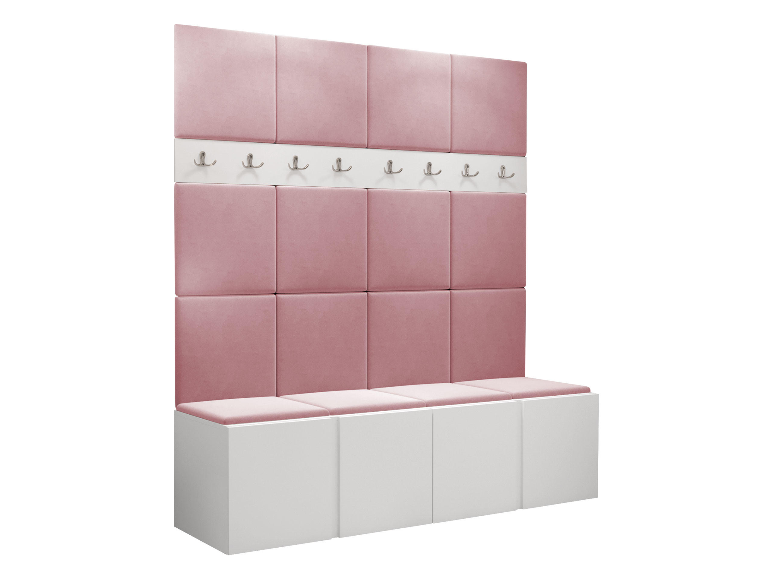 GARDEROBEN-SET Orion V - Weiß/Rosa, Holzwerkstoff/Kunststoff (168/186/46cm) - MIRJAN24