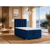 BOXBETT mit Bettkasten Trinity K-10 SINGLE Bonellfederkern inkl. Topper - Blau, Holz/Holzwerkstoff (90/200cm) - Best For Home