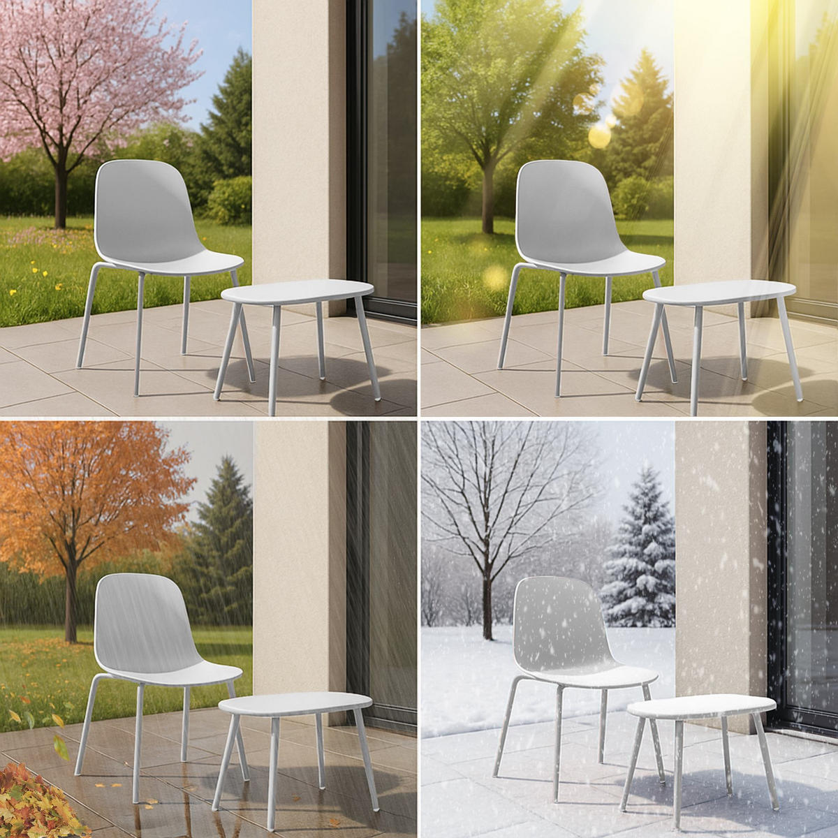 GARTENSITZGRUPPE Kunststoff Hellgrau (3-teilig) - Hellgrau, Kunststoff - CLP