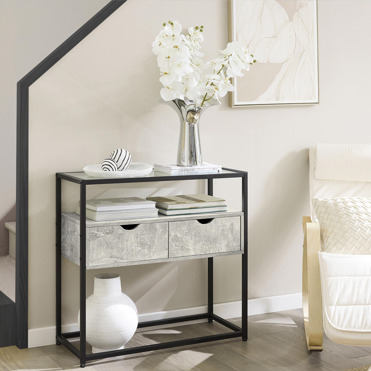 SIDEBOARD Grau - Grau, Glas/Holzwerkstoff (81/78/35cm) - SoBuy