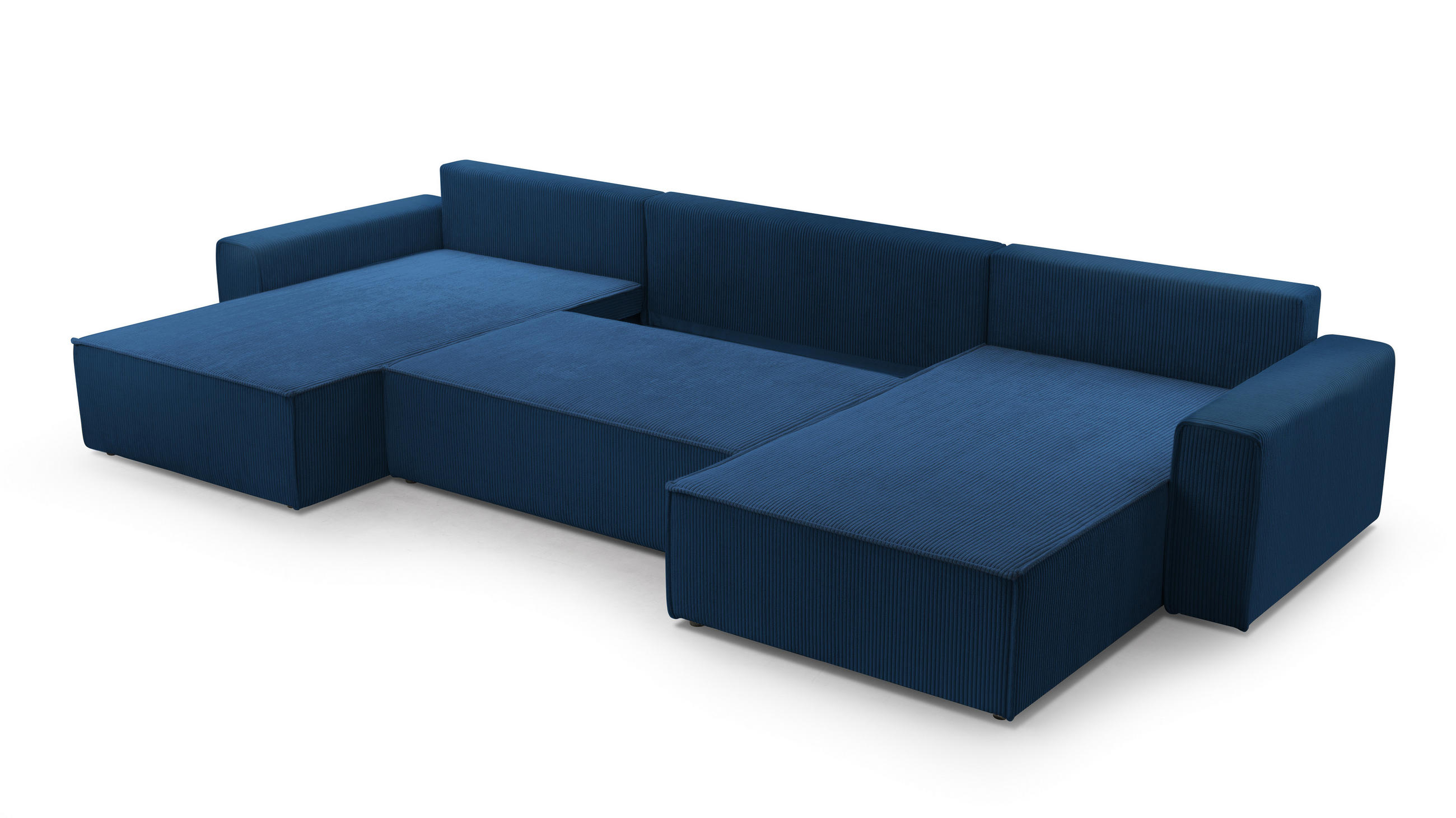 WOHNLANDSCHAFT Cedria Blau 389/145/85 cm mit Schlaffunktion - Schwarz/Dunkelblau, Kunststoff/Textil (389/85/145cm) - AX Living
