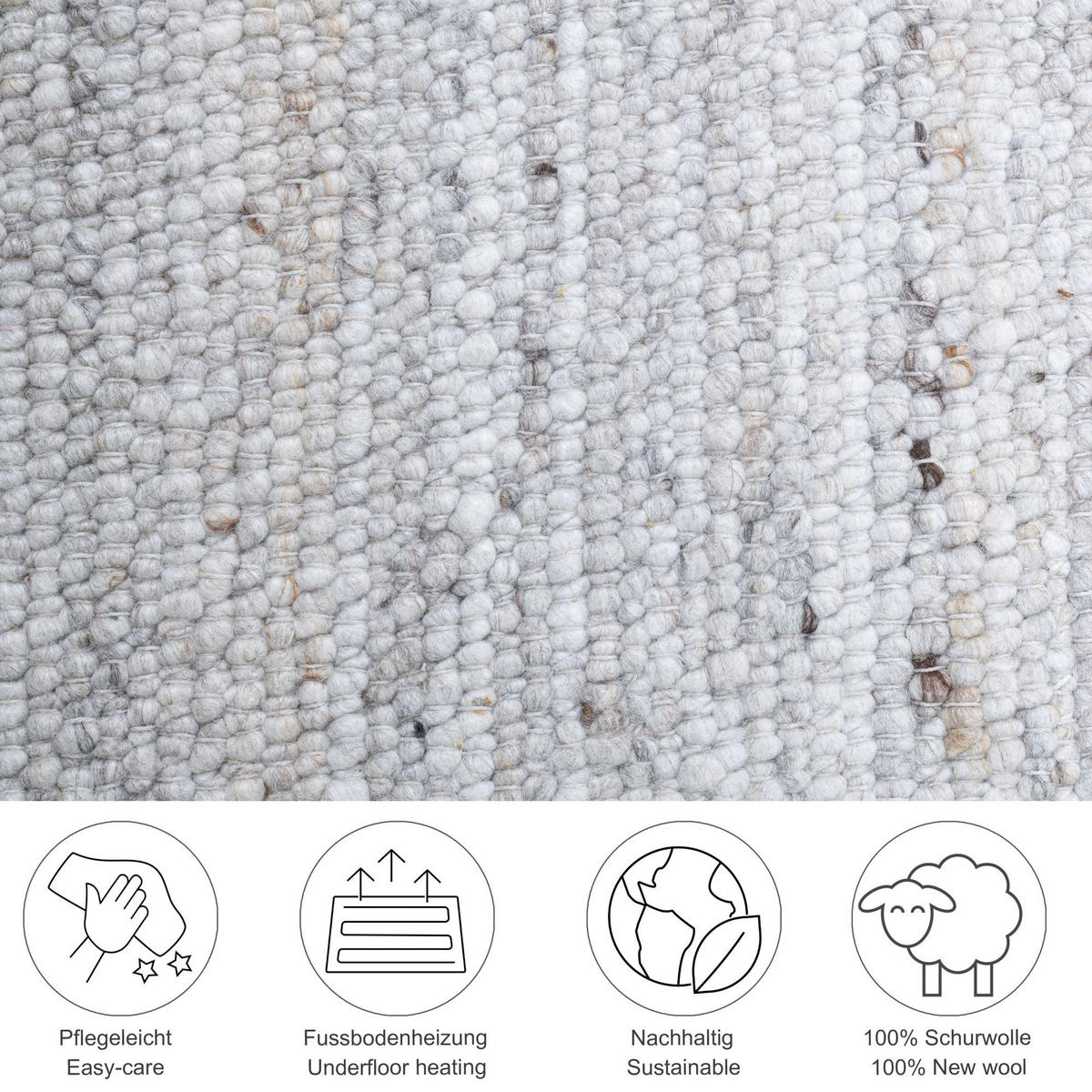 HANDWEBETEPPICH Malli, modern, strapazierfähig, pflegeleicht 170x240 cm - Hellgrau, Textil (170/240cm) - Rug and Roll
