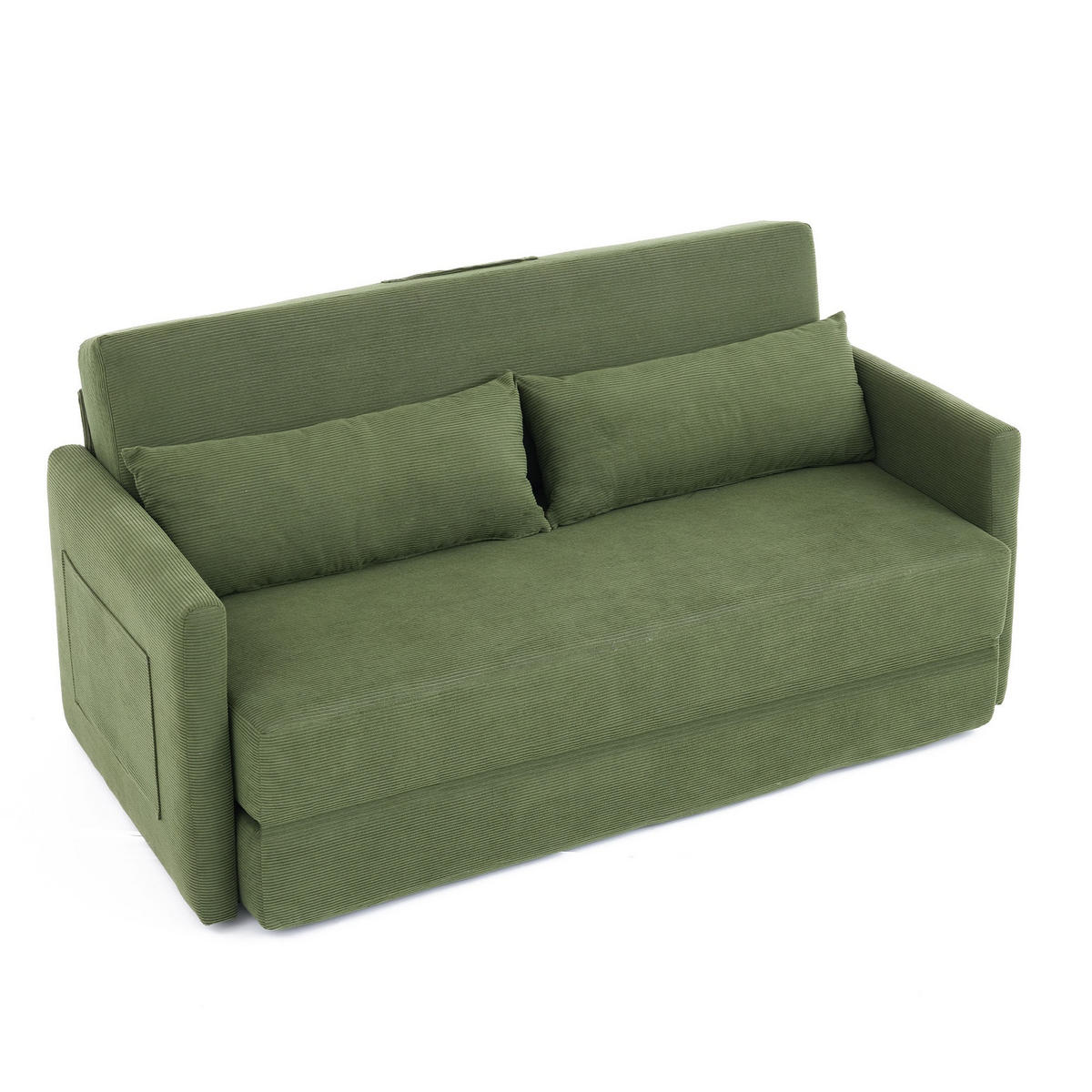 SCHLAFSOFA 2-Sitzer Sofa mit Schlaffunktion,klappbar,Grün - Grün, Textil (165/82/92cm) - LVHOM