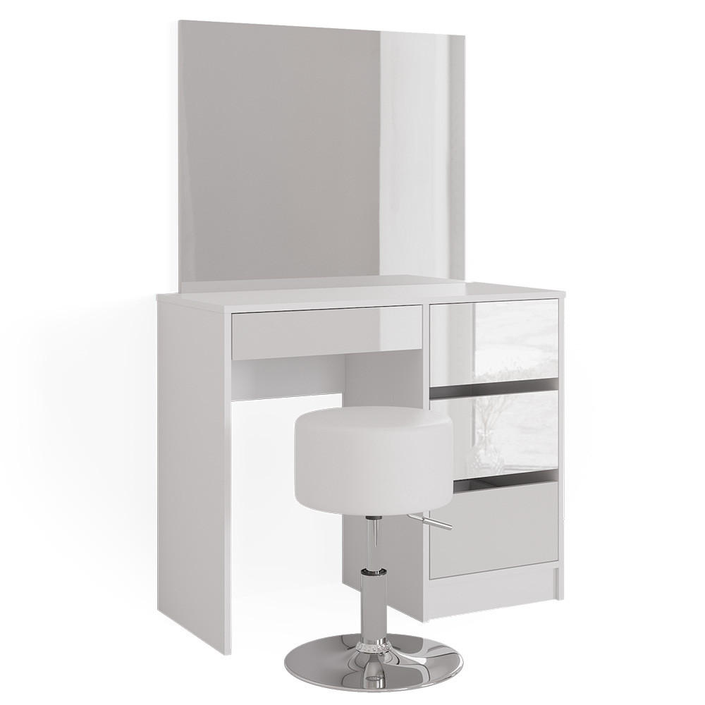 SCHMINKTISCH-SET Sherry Weiß 90 cm mit Hocker - Weiß, Holzwerkstoff (90/75/40cm) - Vicco