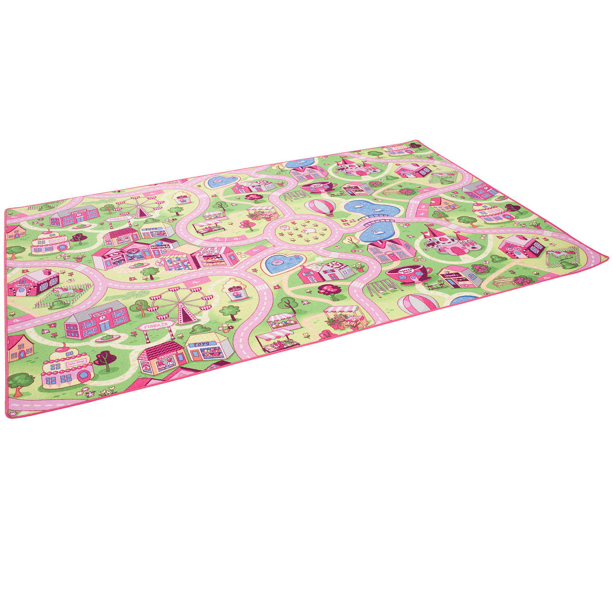 KINDER SPIEL TEPPICH GIRLS VILLAGE - Rosa, Textil (100/100cm) - Snapstyle
