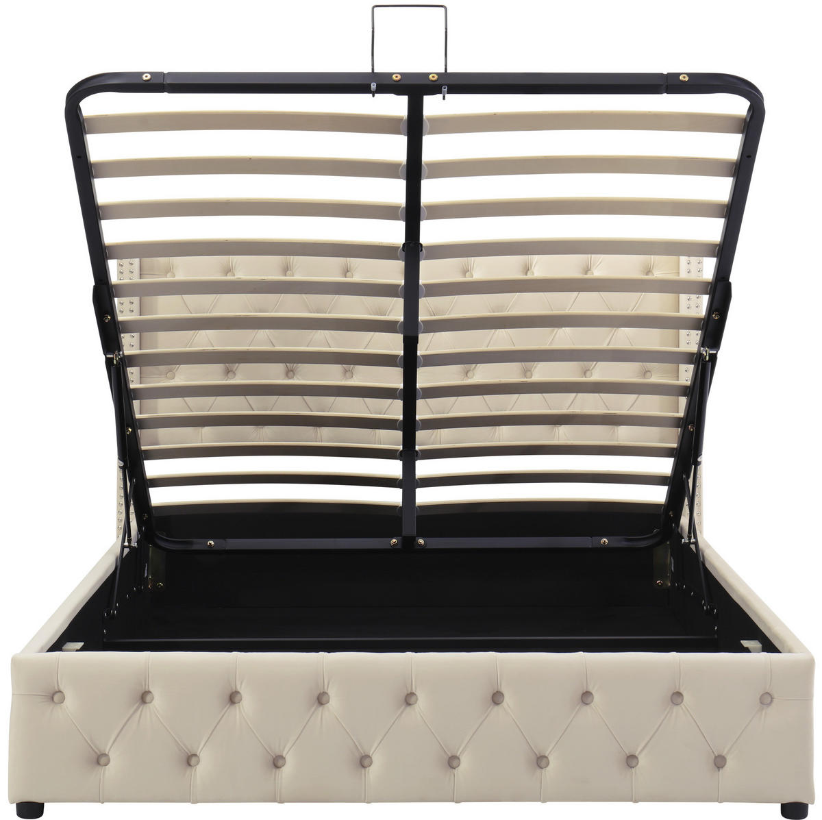 POLSTERBETT mit Bettkasten 140x190 cm Samt Beige - Beige, Metall (140/190cm) - Meubliv