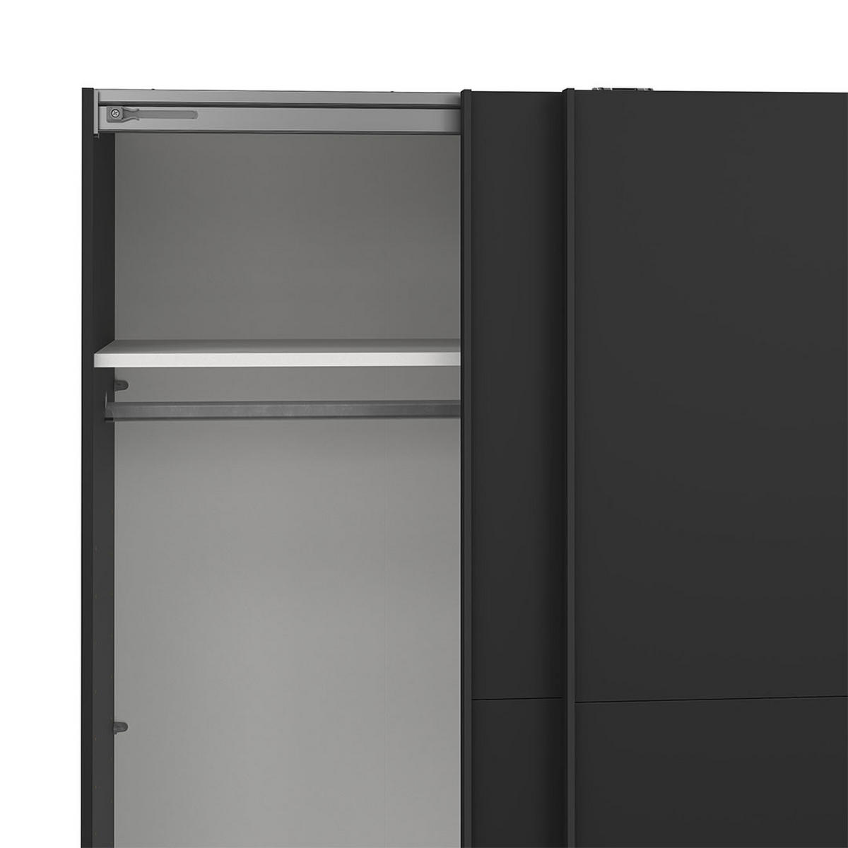 SCHIEBETÜRENSCHRANK, Como, Schwarz, Holzwerkstoff, 179 x 67 x 201 cm - Schwarz, Holzwerkstoff (179/201/67cm) - ebuy24