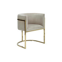 STUHL mit Armlehnen - Samt & Metall - Beige & Goldfarben - PERIA - Beige, Textil (56.5/76/60cm) - Pascal Morabito