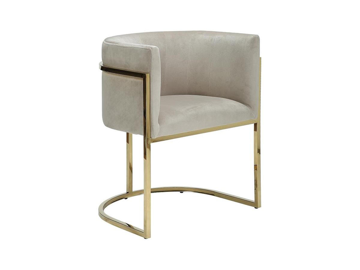 STUHL mit Armlehnen - Samt & Metall - Beige & Goldfarben - PERIA - Beige, Textil (56.5/76/60cm) - Pascal Morabito