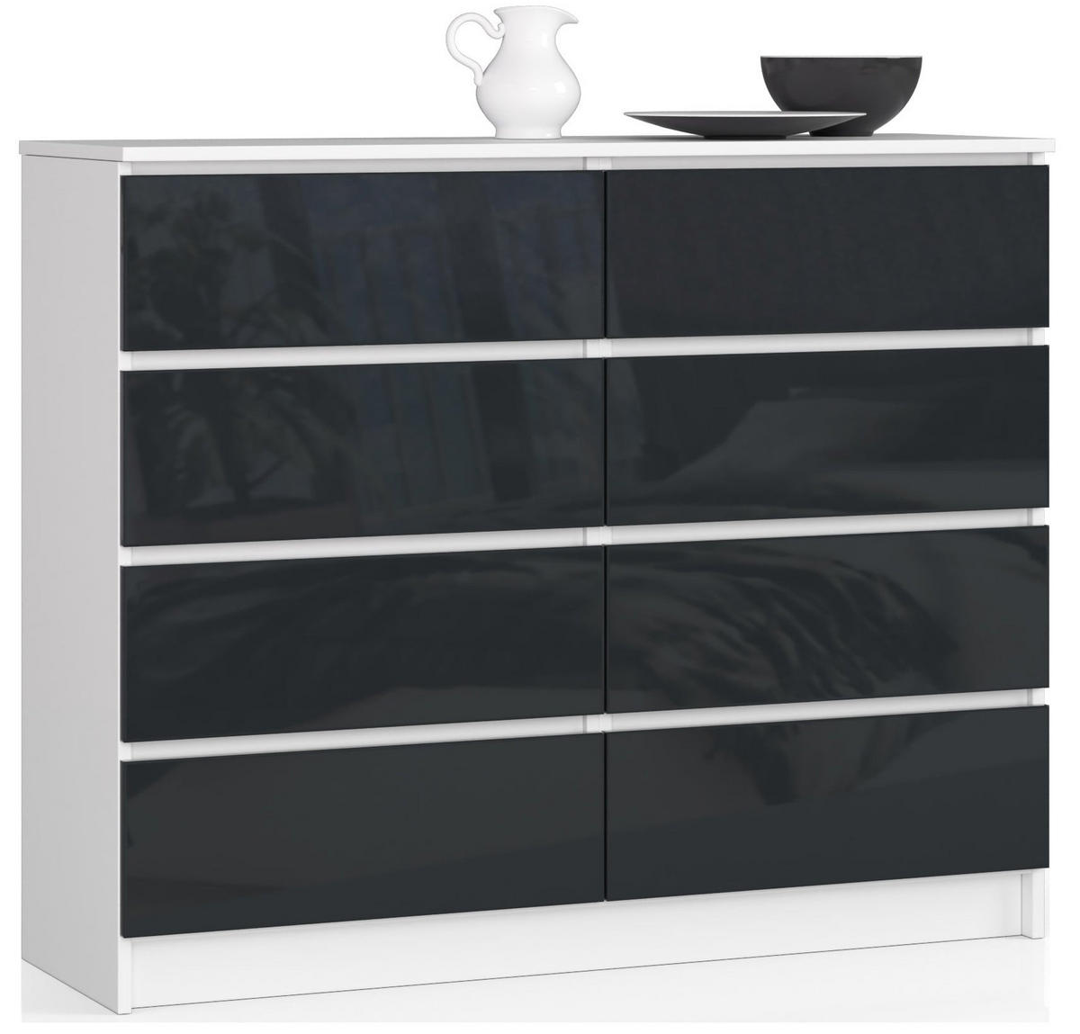 KOMMODE Weiß, Graphit Glanz 99/120/40 - Weiß, Holzwerkstoff (120/99/40cm) - RAUMHIRSCH FURNITURE