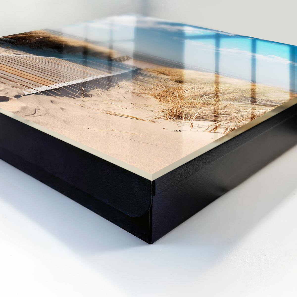 SCHLÜSSELBOX Schwarz 30x30 cm- Türöffnung nach rechts - Ein ruhiger Strand - Blau, Metall (30/30/5cm) - TULUP