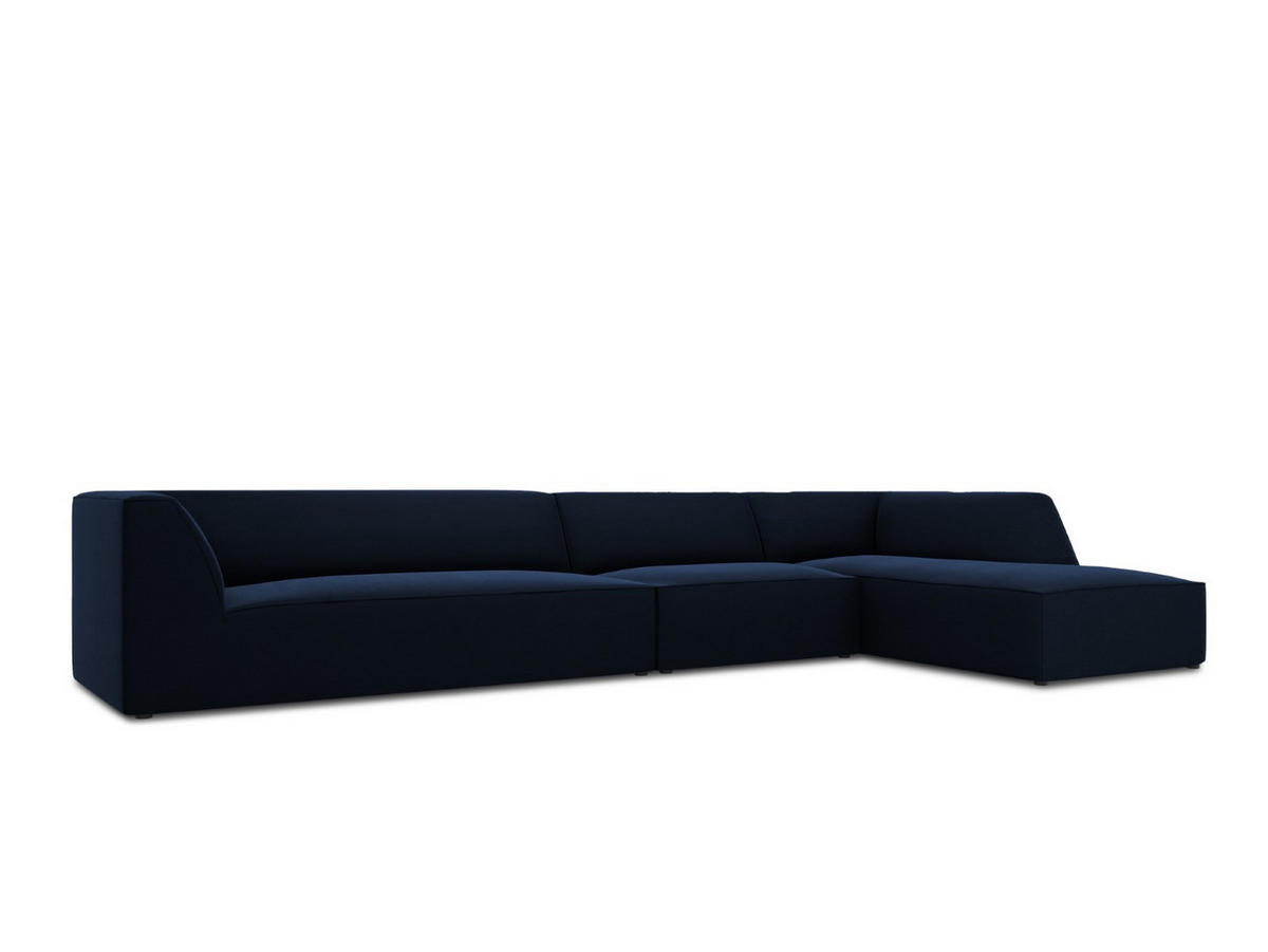 ECKSOFA rechts Ruby aus Samt königsblau 5 Sitzplätze - Blau, Textil (180/366cm) - Micadoni