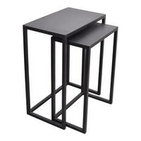 BEISTELLTISCH Brick Schwarz 2er-set - Schwarz, Metall (31/51/64cm) - LOFT42
