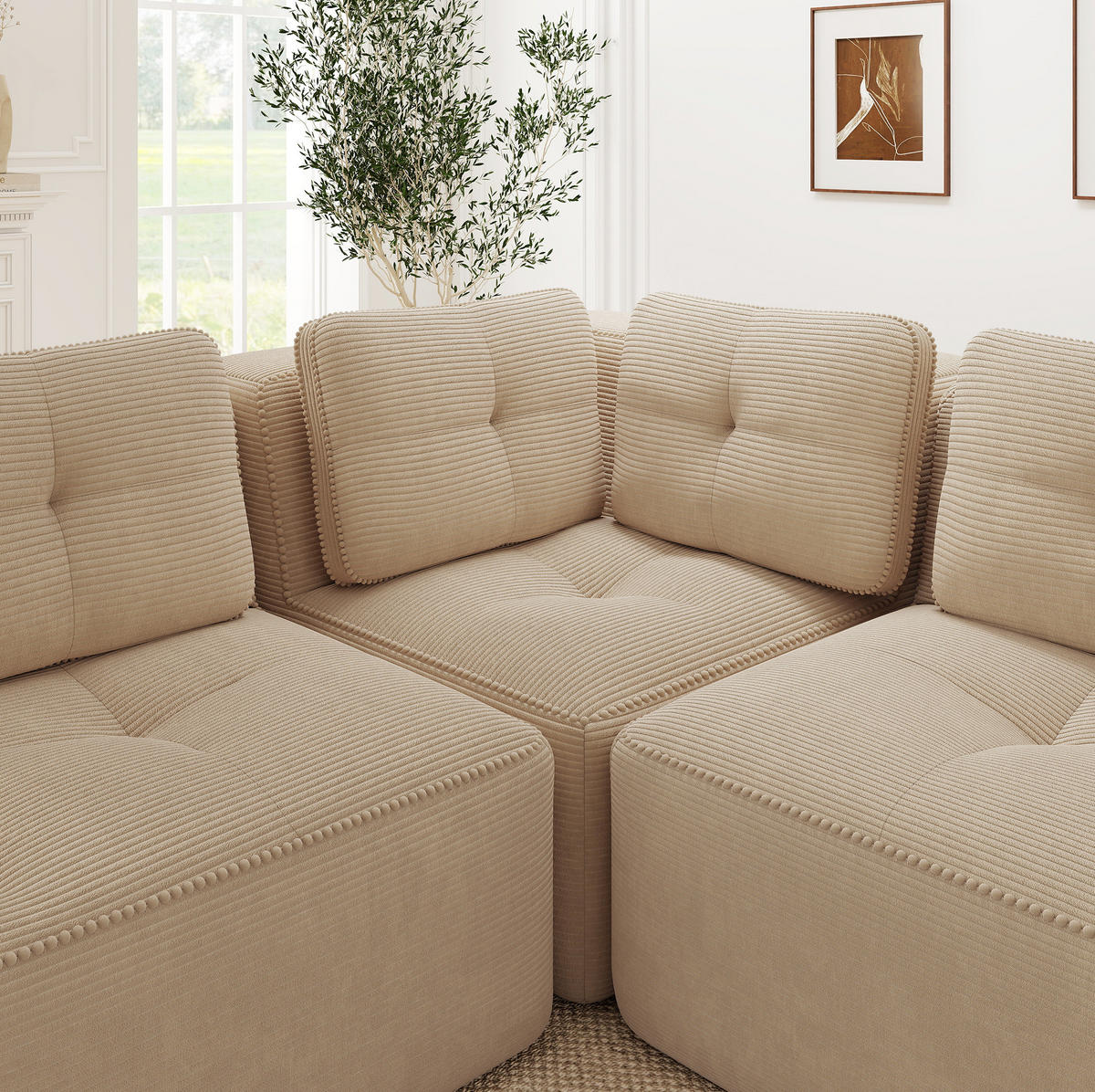ECKSOFA modular Cord Beige - Beige, Kunststoff (177/208cm) - Meubliv