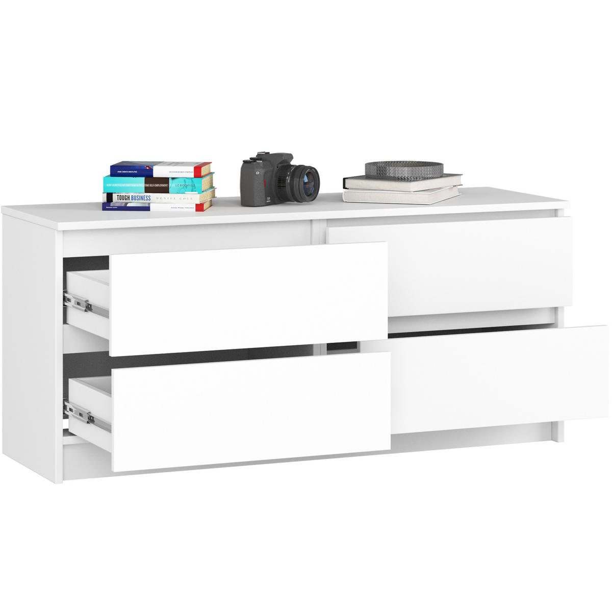 KOMMODE Weiß 120x40x55 cm - Weiß, Holzwerkstoff (120/55/40cm) - Akord