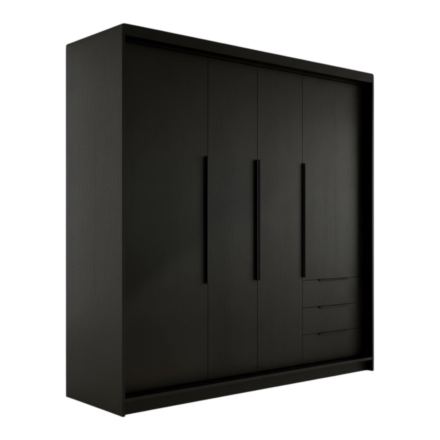 DREHTÜRENSCHRANK KLARI Schwarz/Schwarz/SchubladenSchwarz 200 cm - Schwarz, Holzwerkstoff (200/215/59.5cm) - A&J MöbelLand