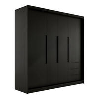 DREHTÜRENSCHRANK KLARI Schwarz/Schwarz/SchubladenSchwarz 200 cm - Schwarz, Holzwerkstoff (200/215/59.5cm) - A&J MöbelLand