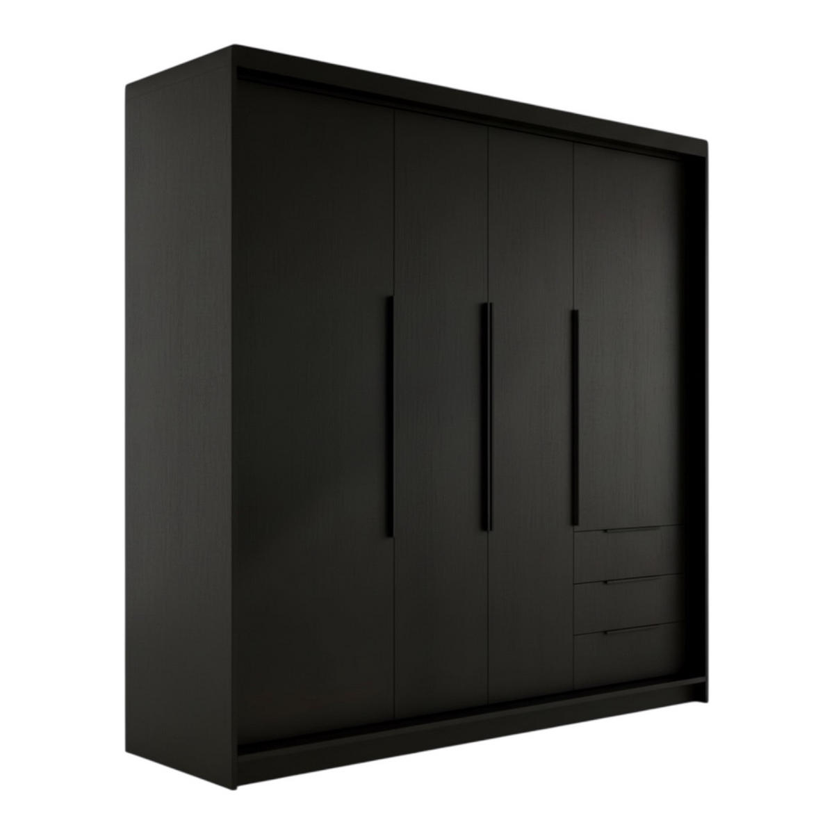 DREHTÜRENSCHRANK KLARI Schwarz/Schwarz/SchubladenSchwarz 200 cm - Schwarz, Holzwerkstoff (200/215/59.5cm) - A&J MöbelLand