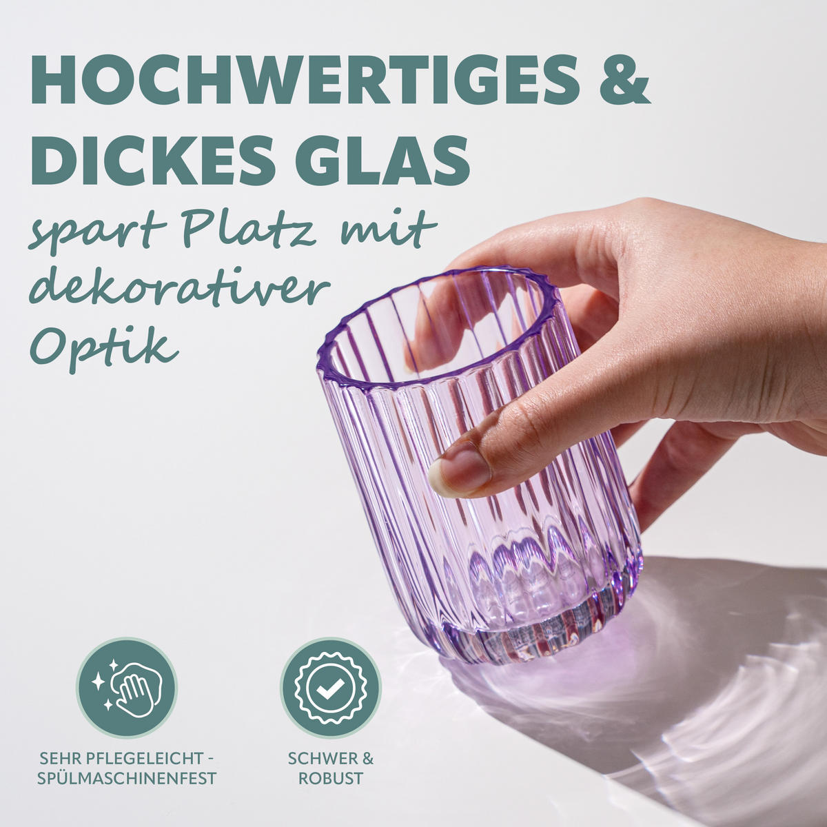 BADEZIMMER ZUBEHÖR-SET, Glas lavendel - Lila, Glas (8/17/8cm) - bremermann