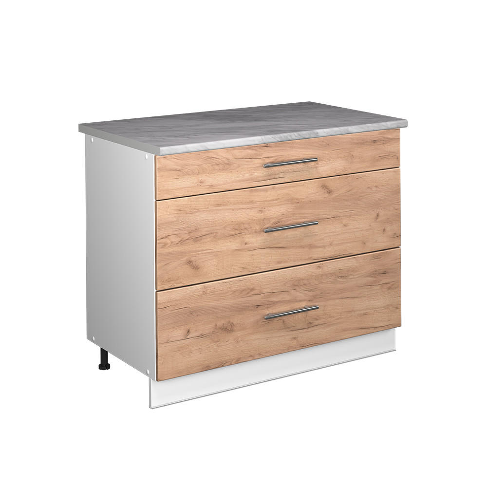KÖKSUNDERSKÅP Fame-Line, Goldkraft ek/Vit, 100 cm, AP Marble Honungsek, Vit 82/100/60 cm