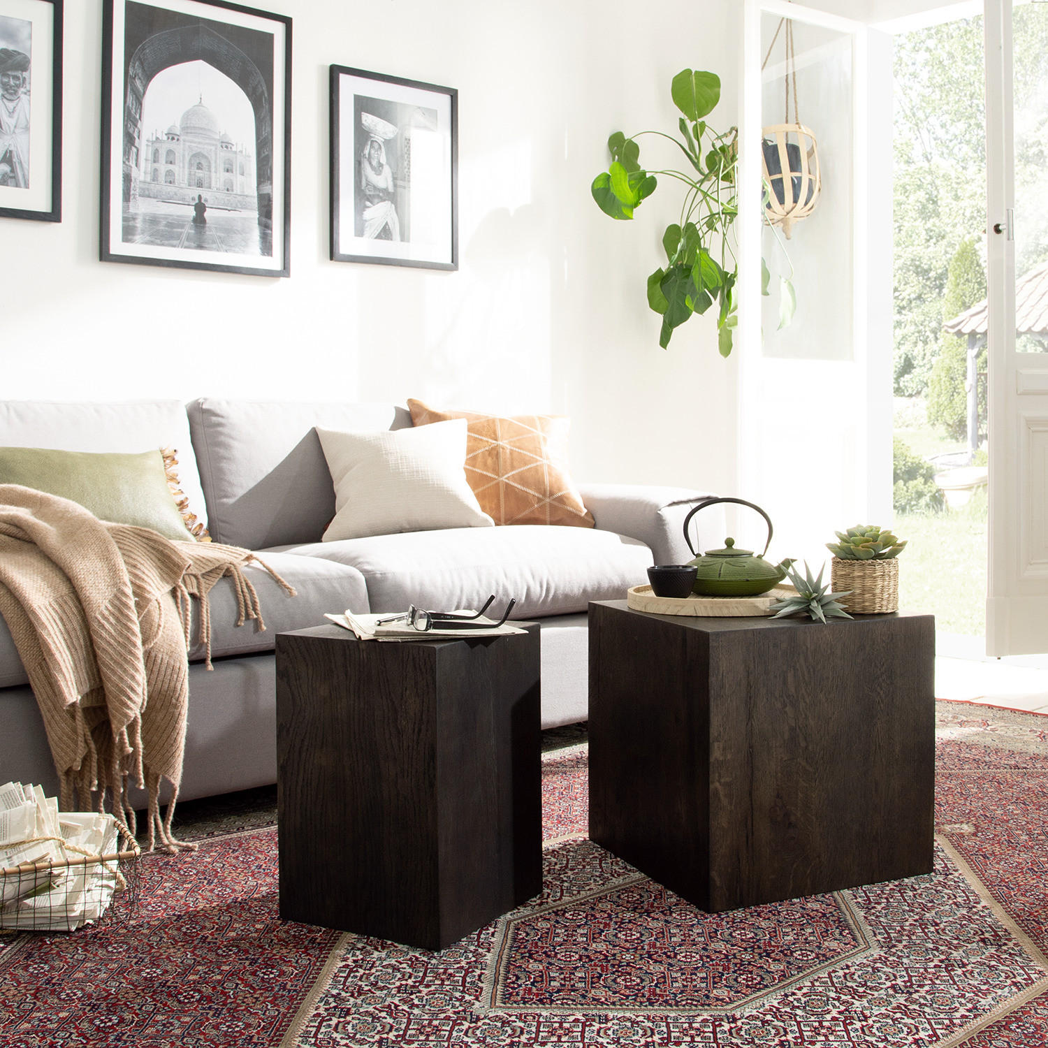 BEISTELLTISCH - Echtholzfurnier - Eichefarben, Holzwerkstoff (27/27/40cm) - home24