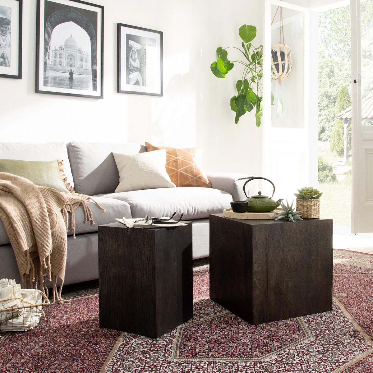 BEISTELLTISCH - Echtholzfurnier - Eichefarben, Holzwerkstoff (27/27/40cm) - home24