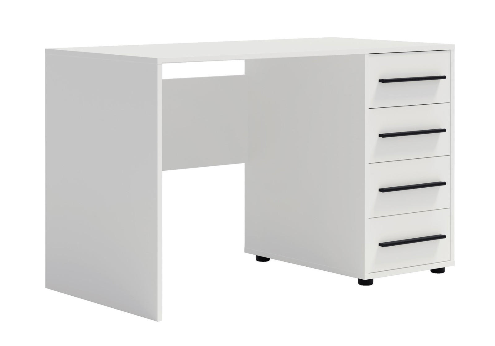 SCHREIBTISCH Modena 120x60 in Weiß mit Schubladen - Schwarz/Weiß, Holzwerkstoff/Kunststoff (60/120/75cm) - Ravio