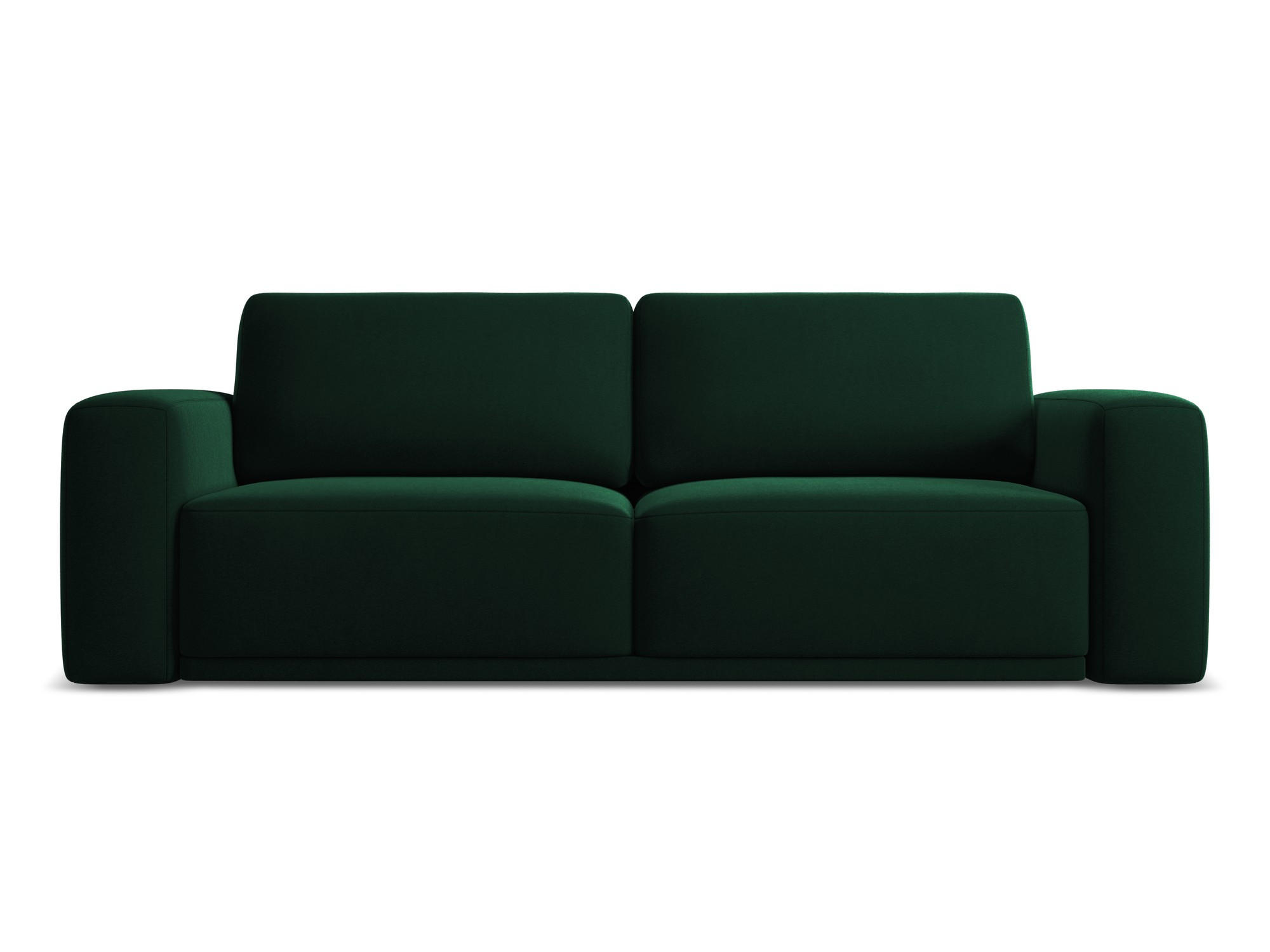 3-SITZER SOFA mit Schlaffunktion Samt Stoff Grün - Dunkelgrün/Schwarz, Kunststoff/Textil (242/91/100cm) - Makamii
