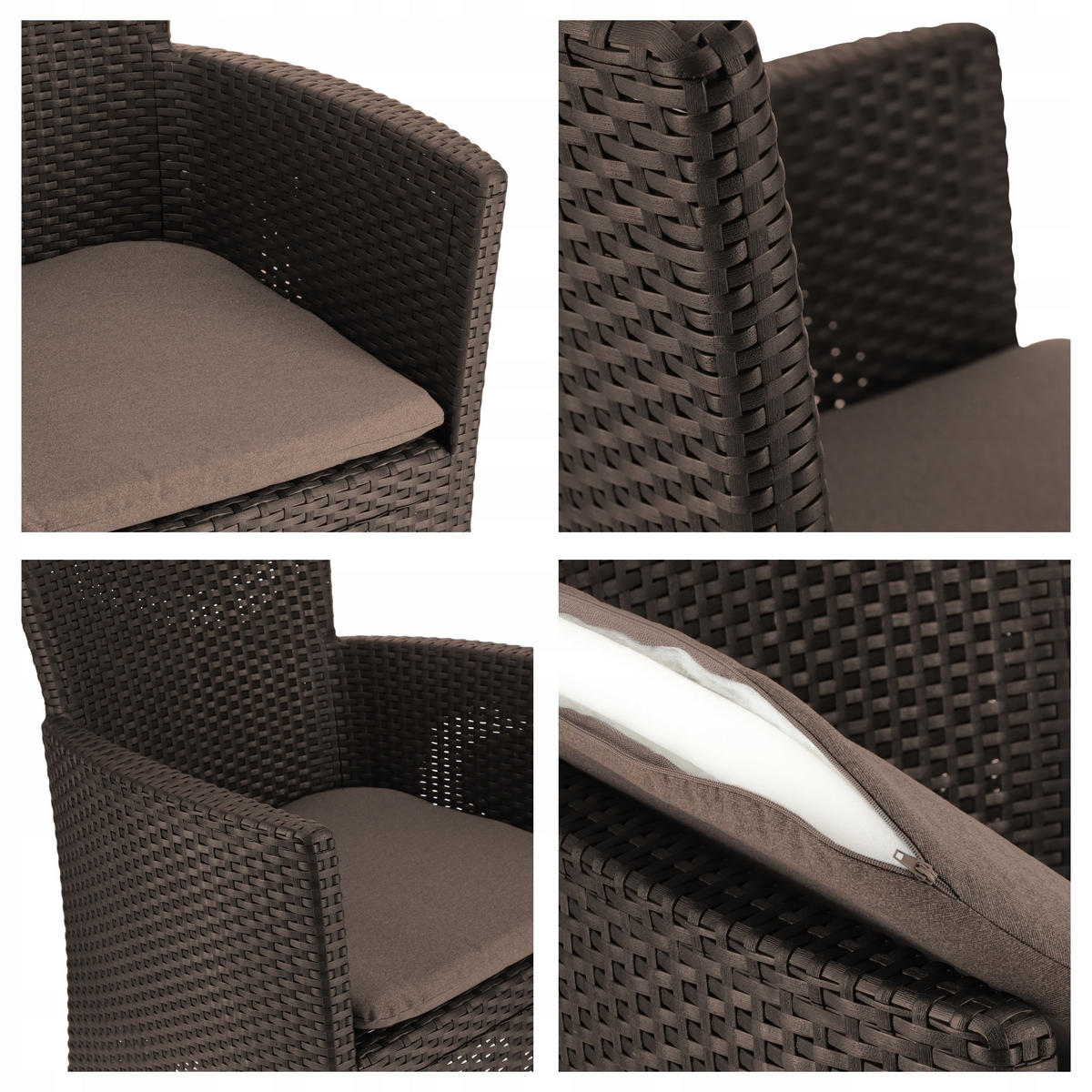 GARTENSESSEL mit Kissen Braun - Braun, Kunststoff (60/62cm) - KADAX