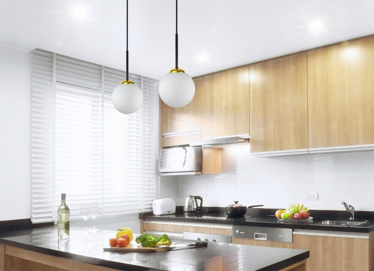 PENDELLEUCHTE Milano Glas - Goldfarben/Schwarz, Glas/Metall (14/35/80cm) - kiki design