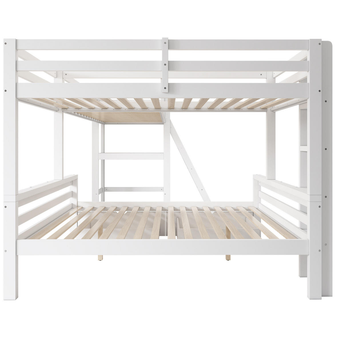 KINDERBETT aus Massivholz 140x200/90x200 cm in Weiß mit Schreibtisch - Weiß, Holz (90/200cm) - Modfu