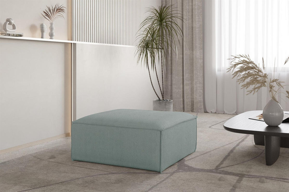 POLSTERHOCKER Celes Premium In Scala - Blau, Holzwerkstoff/Textil (105/40/105cm) - Fun Möbel