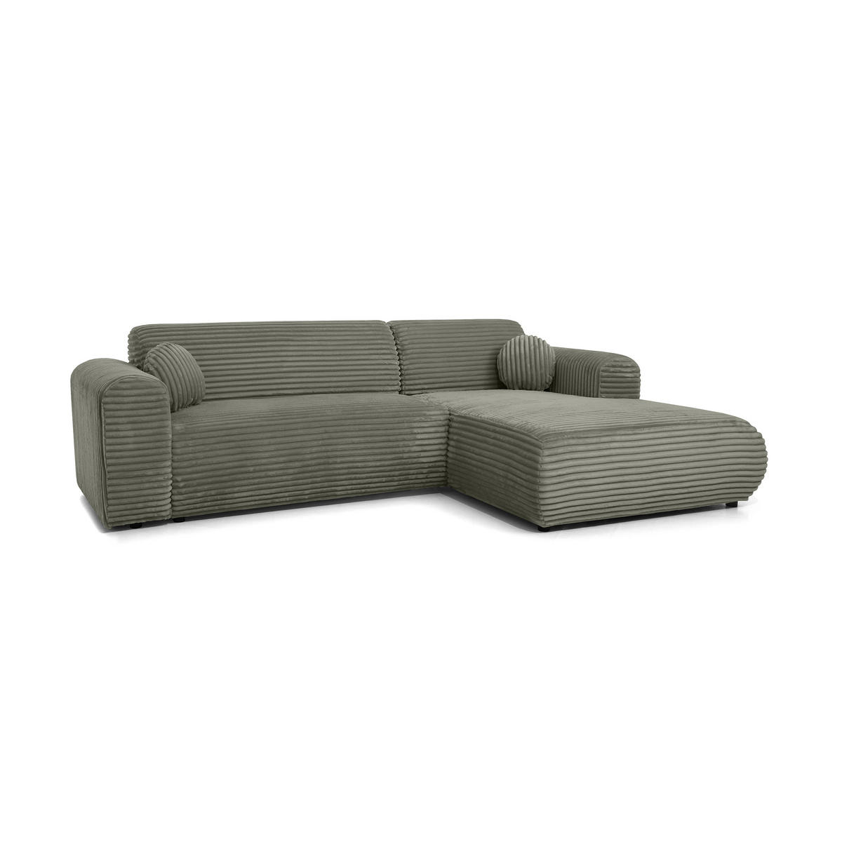 ECKSOFA Puerto, ohne Schlaffunktion, Dunkelgrün, rechts - Dunkelgrün/Schwarz, Textil (269/170cm) - Beautysofa