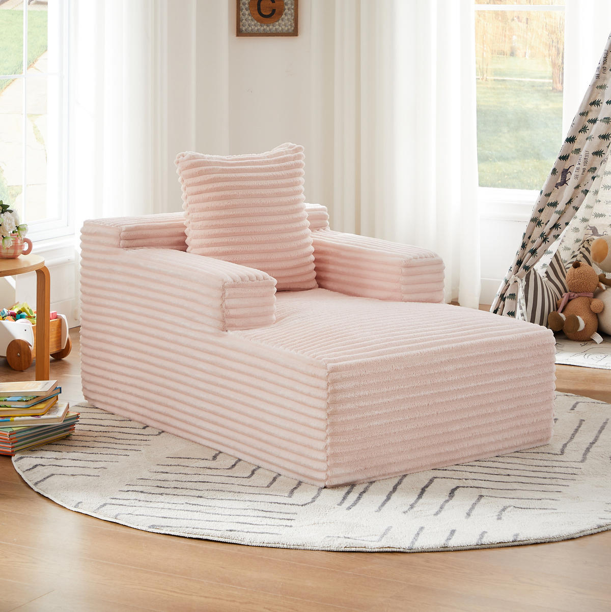 CHAISLONGUE SOFA aus Cord Pink ohne Aufbau - Pink, Kunststoff (81.03/49.78/116.84cm) - Meubliv