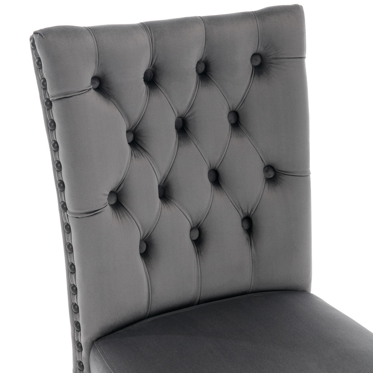 ESSZIMMERSTUHL 2er Set mit samtgepolstertem Massivholzgestell, Kupfernägeln und modernem Design als komfortabler Sessel, grau - Grau, Textil (63/95/49cm) - Luhomfu